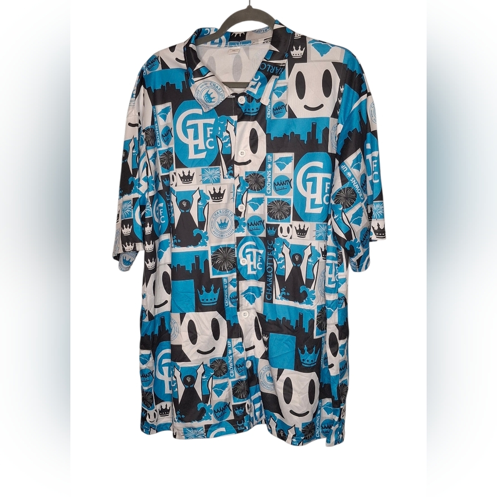 Charlotte FC Football Club Hawaiian Shirt Mens XL Stadium Giveaway Button Up